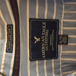 Men's striped button down dress shirt